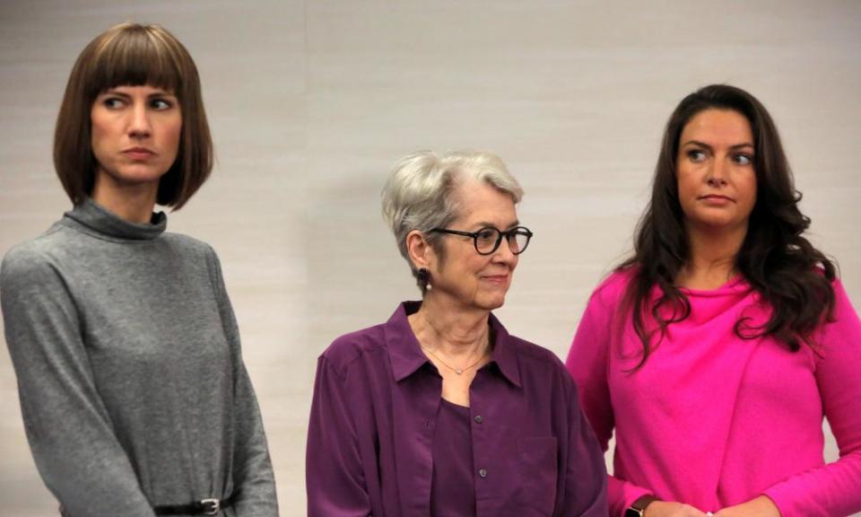 Samantha Holvey,right, with Rachel Crooks and Jessica Leeds .