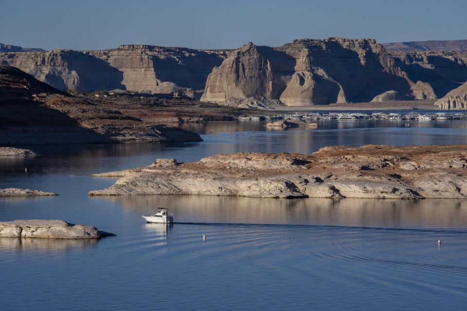 Lake Powell, the second-largest reservoir on the Colorado River, is about to hit the lowest water level since it was filled in 1963.