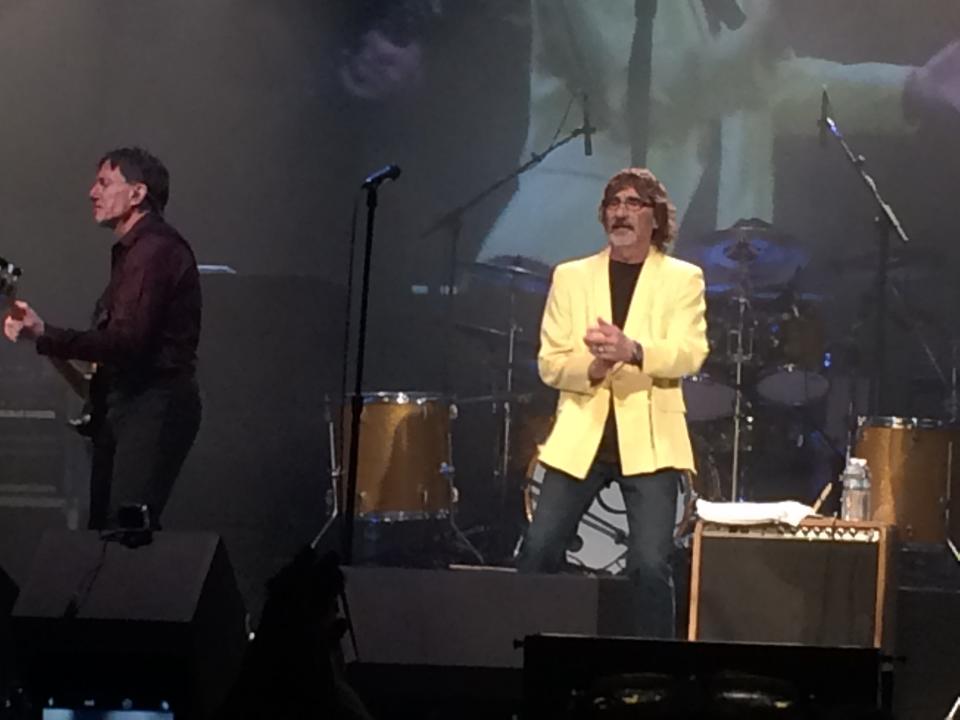 Donnie Iris celebrated his upcoming 75th birthday in style Saturday, performing for a full house at the Palace Theatre in Greensburg. [Scott Tady/BCT Staff]