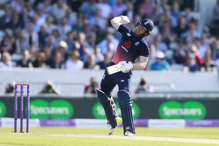 Britain Cricket - England v South Africa - First One Day International - Headingley - 24/5/17 England's Eoin Morgan celebrates making a century Action Images via Reuters / Jason Cairnduff