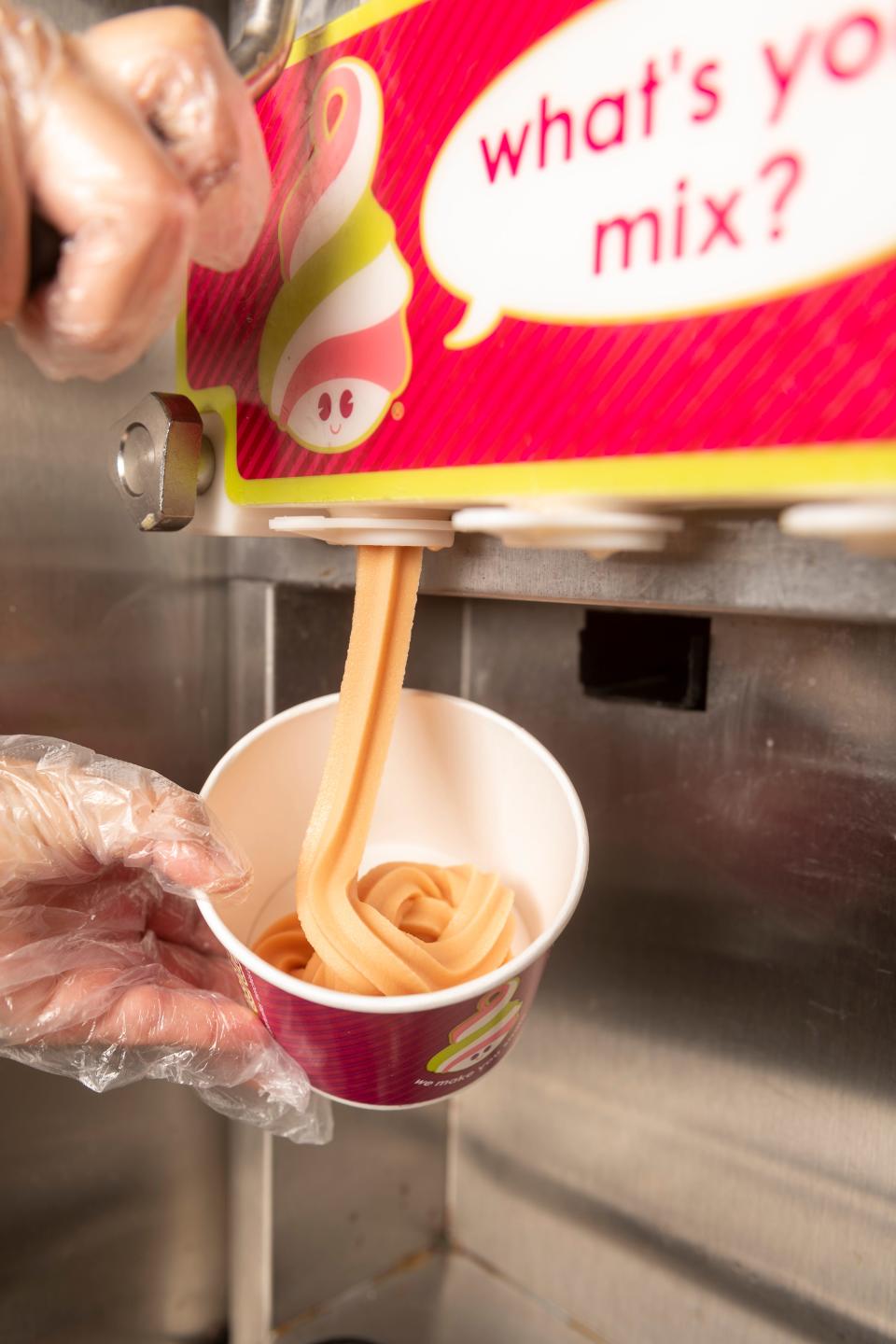 It's all self-serve when it comes to selecting one or more of the 14 flavors of frozen yogurt and more than 40 topping options at Menchie's Frozen Yogurt in Hesperia.