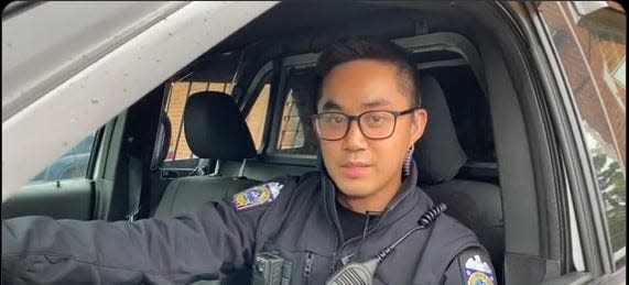 Adam Nguyen, seen here in a 2022 promotional video, was placed on leave by Columbus police after a reported criminal investigation in another state.