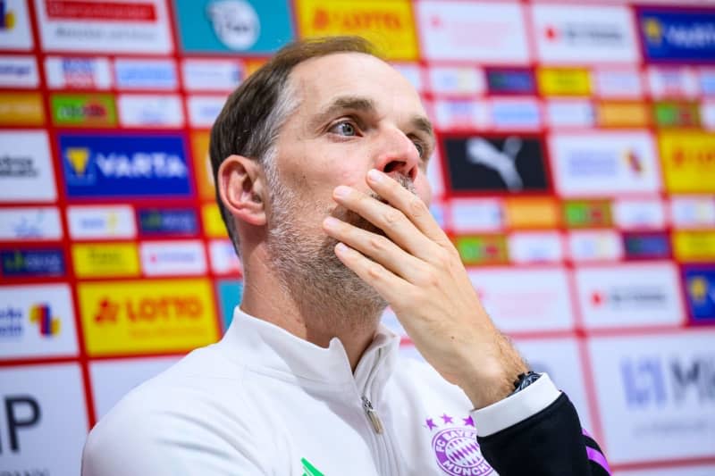 Munich coach Thomas Tuchel reacts at a press conference after the German Bundesliga soccer match between 1. FC Heidenheim and Bayern Munich at Voith-Arena. Tom Weller/dpa