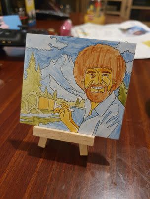 If you're too ~quirky~ for some fluffy socks, consider nabbing this mini paint-by-numbers Bob Ross set.