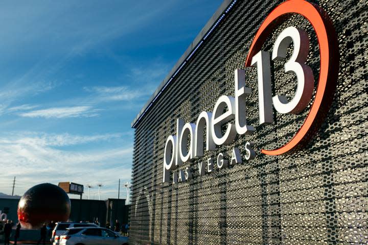 The facade of Planet 13 Holdings' superstore in Las Vegas, Nevada.