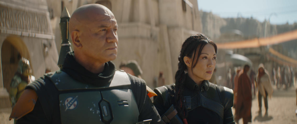 Boba Fett (Temuera Morrison) and Fennec Shand (Ming-Na Wen) make a dynamic duo in the Disney+ series, The Book of Boba Fett (Photo: Lucasfilm Ltd.)