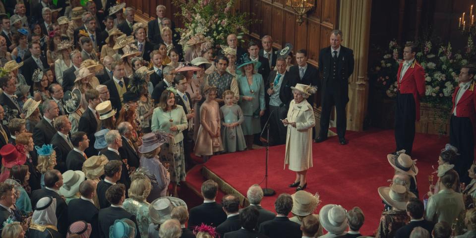 Queen Elizabeth II (Imelda Staunton) in "The Crown" season six.