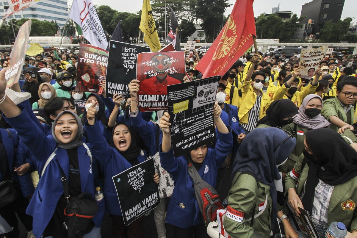 Protesters demonstrating in June against Indonesia’s proposed new criminal code (Anadolu Agency via Getty Images)