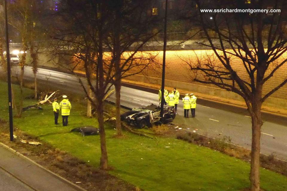 Carnage: the roof can be seen lying on the grass a few yards from the rest of the car (www.ssrichardmontgomery.com)