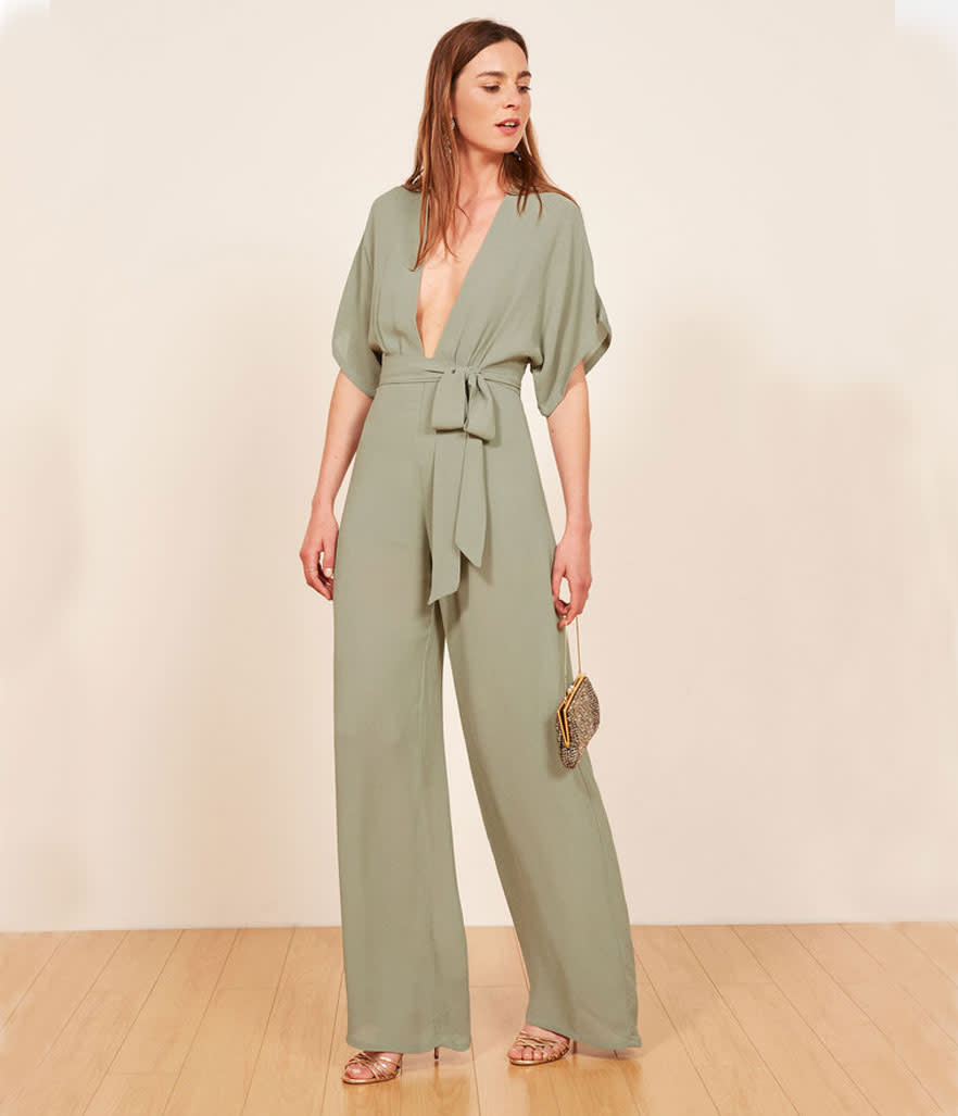 <p>Lemongrass Jumpsuit, $278, <a rel="nofollow noopener" href="https://www.thereformation.com/products/lemongrass-jumpsuit?color=Seafoam&via=Z2lkOi8vcmVmb3JtYXRpb24td2VibGluYy9Xb3JrYXJlYTo6Q2F0YWxvZzo6Q2F0ZWdvcnkvNWE2YWRmZDNmOTJlYTExNmNmMDRlOWNi" target="_blank" data-ylk="slk:thereformation.com;elm:context_link;itc:0;sec:content-canvas" class="link ">thereformation.com</a> </p>