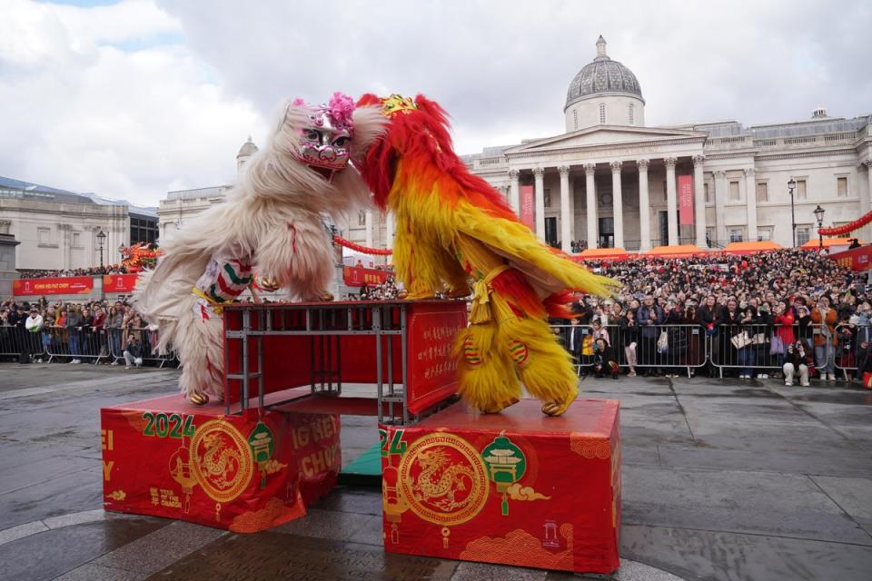 Performers take part in celebrations in Trafalgar Square (Lucy North/PA Wire)