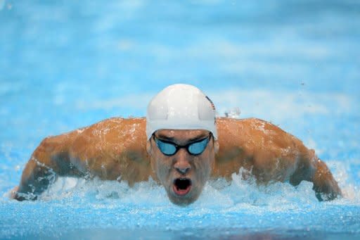 US swimmer Michael Phelps competes in the men's 400m individual medley heats swimming event at the London 2012 Olympic Games