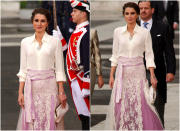 Pero entonces llegó Rania de Jordania para coronarse como la invitada mejor vestida gracias a una sofisticada combinación de Givenchy. ¡Sobresaliente! (Foto: Getty Images)