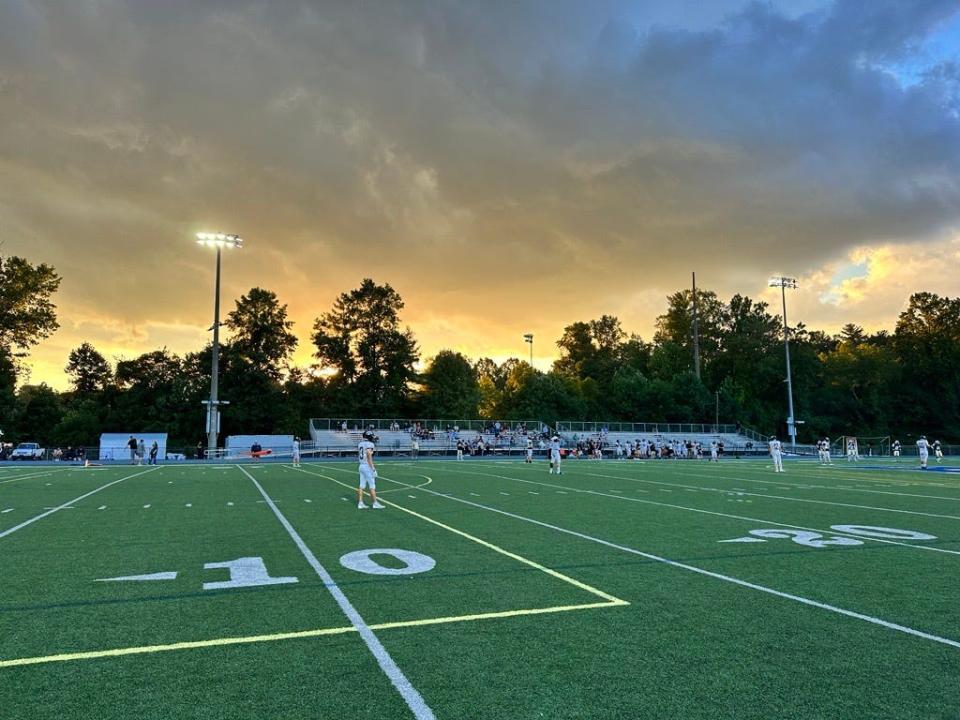 A sunset at Roberson's football field during a football game on Sept. 22, 2023.