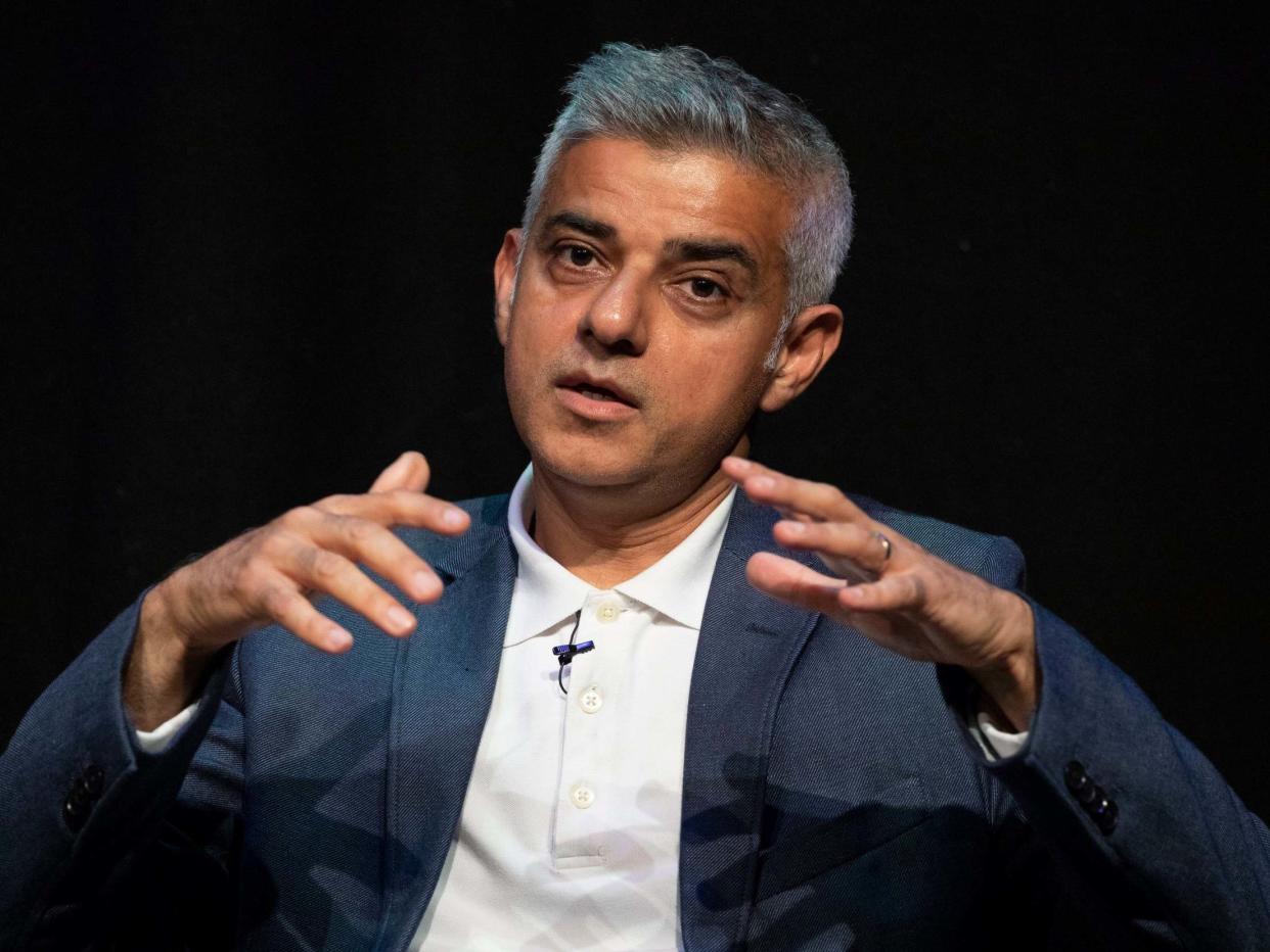 Mayor of London Sadiq Khan being interviewed by Iain Dale at the Gilded Balloon Teviot, Edinburgh: PA