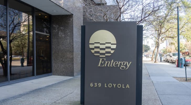 Entergy sign at their headquarters in New Orleans