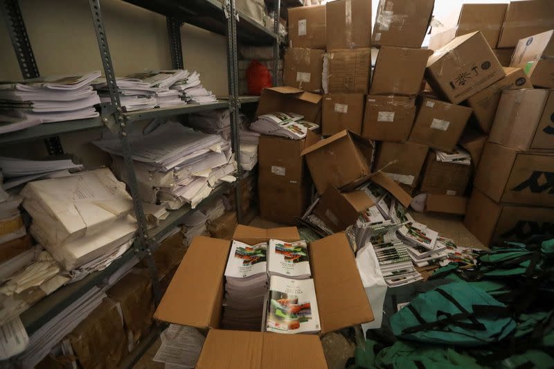 Electoral materials are pictured at Independent National Electoral Comission (INEC) store, prior to the Nigerian presidential elections, in Gusau