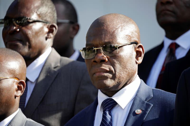 FILE PHOTO: Haiti's Prime Minister Joseph Jouthe stands for the national anthem at the end of his inauguration ceremony in the National Palace of Port-au-Prince