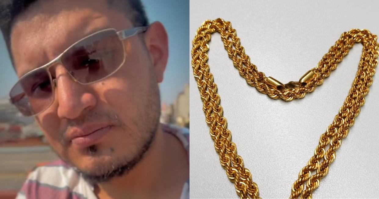 Joven relata cómo lo quisieron estafar en la CDMX por encontrar una cadena de oro. Foto: Captura de video TikTok vía @brmaverick07 y Getty Images. 