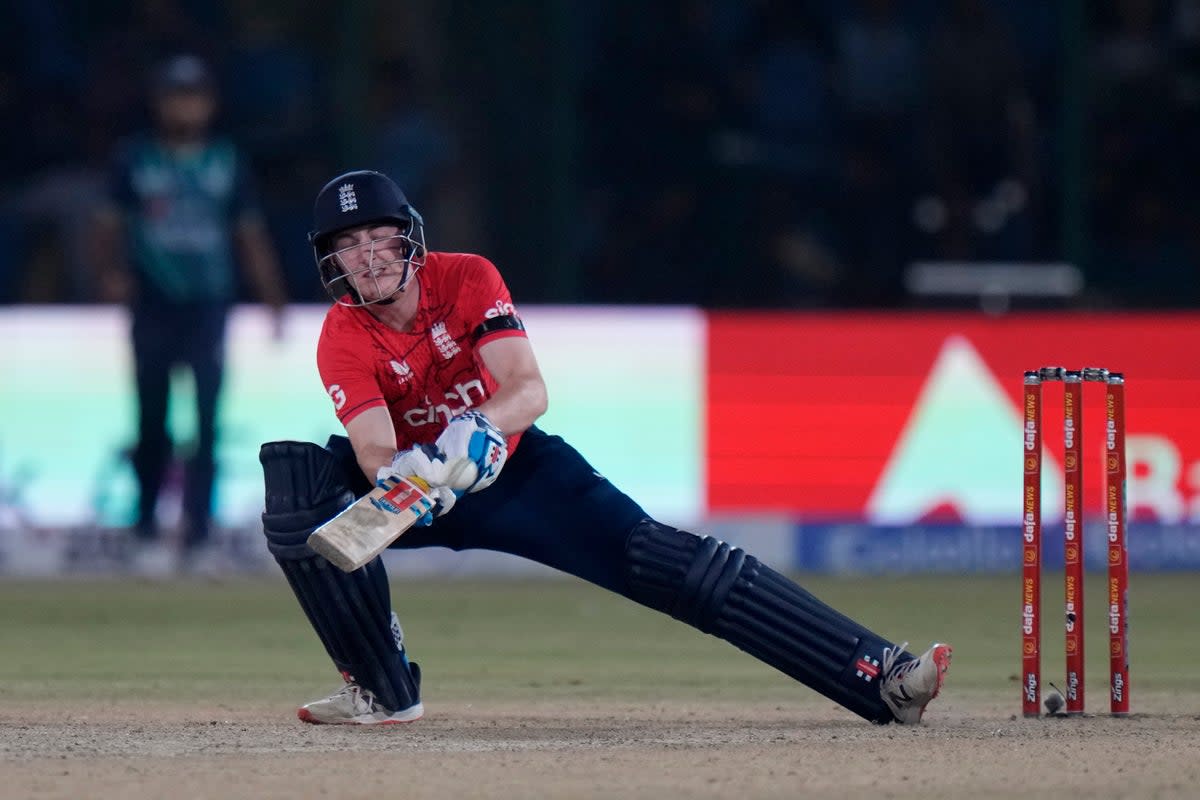 Harry Brook in action against Pakistan (Anjum Naveed/AP) (AP)