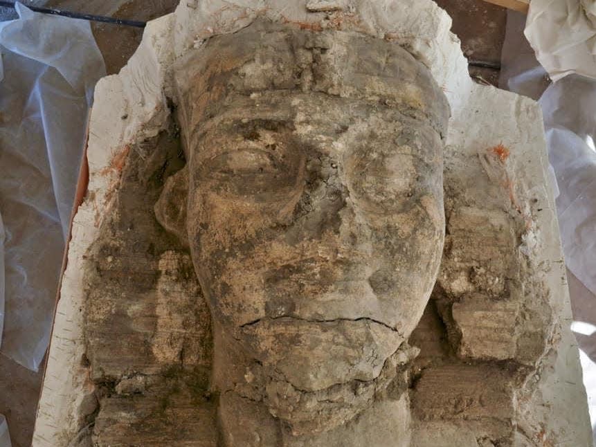 Two large sphinx statues were discovered during the restoration of a temple in Luxor, Egypt.