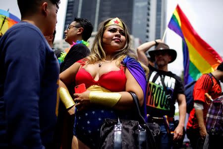 Participants of a Gay Pride Parade march in Mexico City, June 23, 2018. REUTERS/Alexandre Meneghini