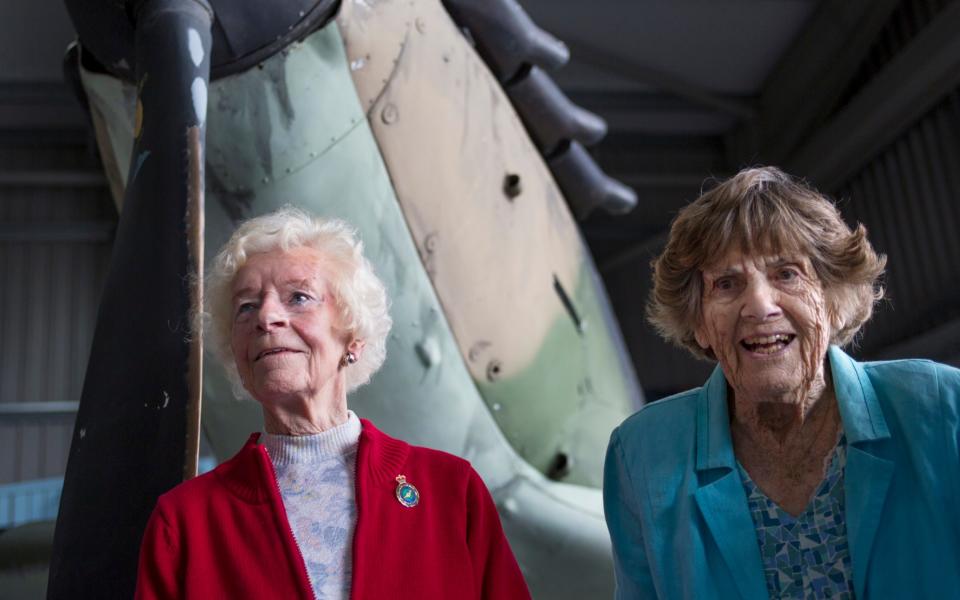 ATA Pilots Mary Ellis and Joy Lofthouse at the annual Project Propeller gathering - Credit: Tom Pilston