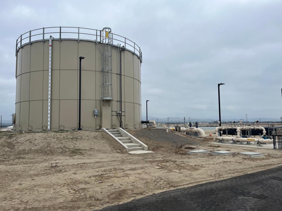 A storage tank for treated groundwater stands at the United Water Conservation District's El Rio wellfield Wednesday.