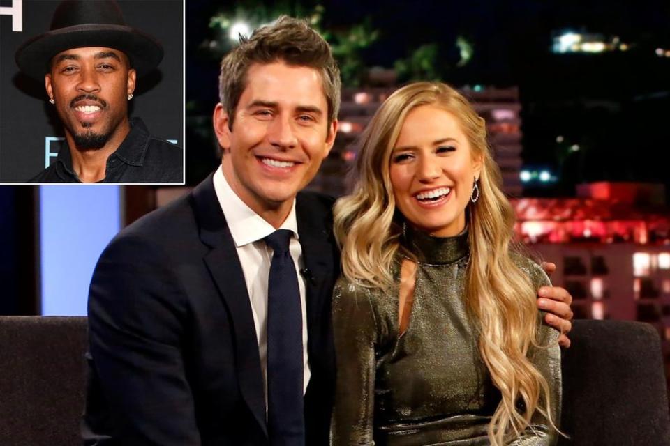 From left to right: Montell Jordan (inset), Arie Luyendyk Jr. and Lauren Burnham | Randy Holmes/Getty Images. Inset: Getty Images