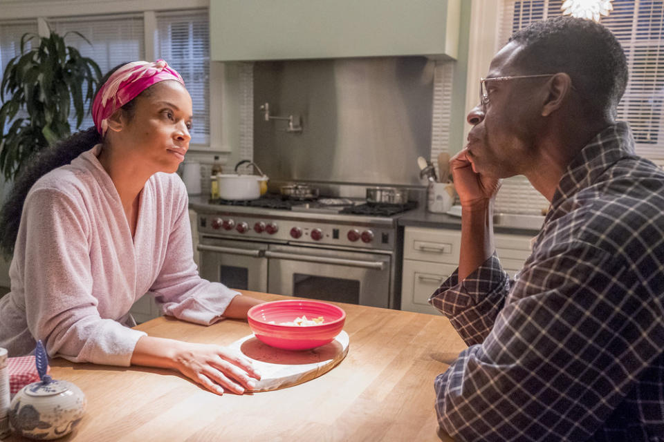 THIS IS US -- "R & B" Episode 317 -- Pictured: (l-r) Susan Kelechi Watson as Beth, Sterling K. Brown as Randall -- (Photo by: Ron Batzdorff/NBC)