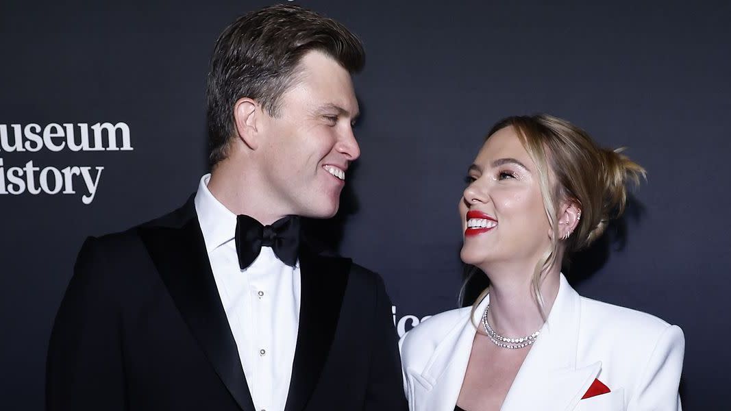 Scarlett Johansson and Husband Colin Jost Look So in Love on Rare Red ...