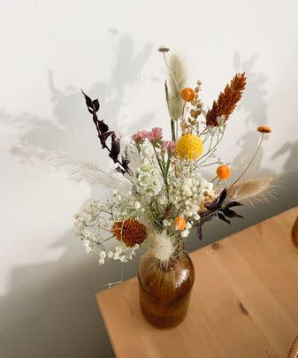 A dried floral arrangement