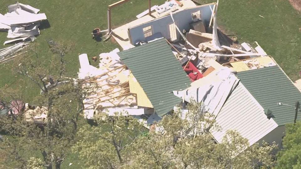 A structure next to a home in the Mt. Ulla area was ravaged by the tornado on Thursday.