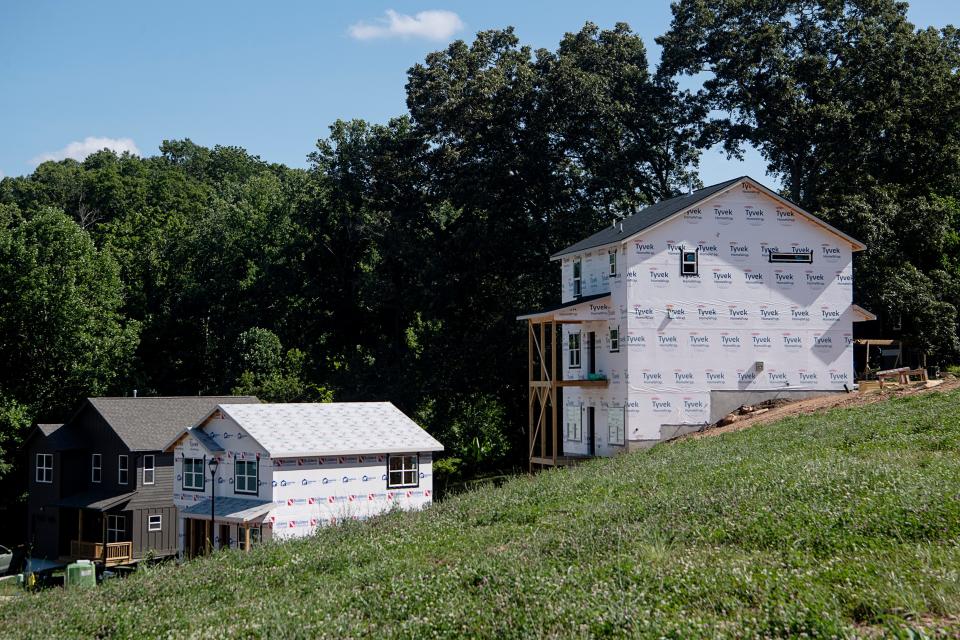 Recently built homes on West Asheville July 10, 2023.