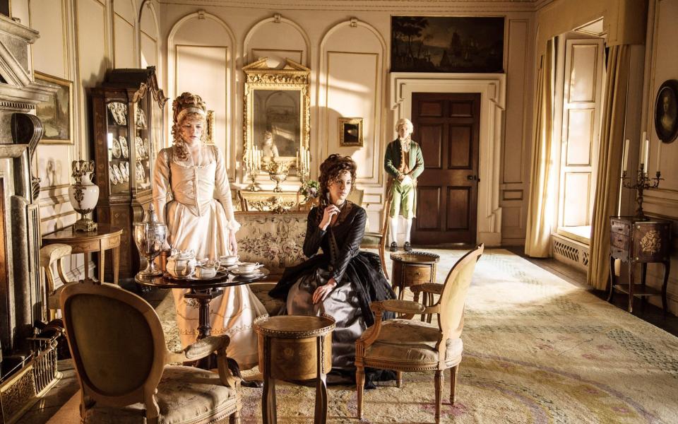 Emma Greenwell and Kate Beckinsale pause for a spot of tea in 2016's Love & Friendship - Everett Collection/Alamy