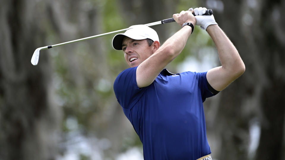 Rory McIlroy, of Northern Ireland, watches his tee shot on the second hole during the final round of the Arnold Palmer Invitational golf tournament, Sunday, March 8, 2020, in Orlando, Fla.