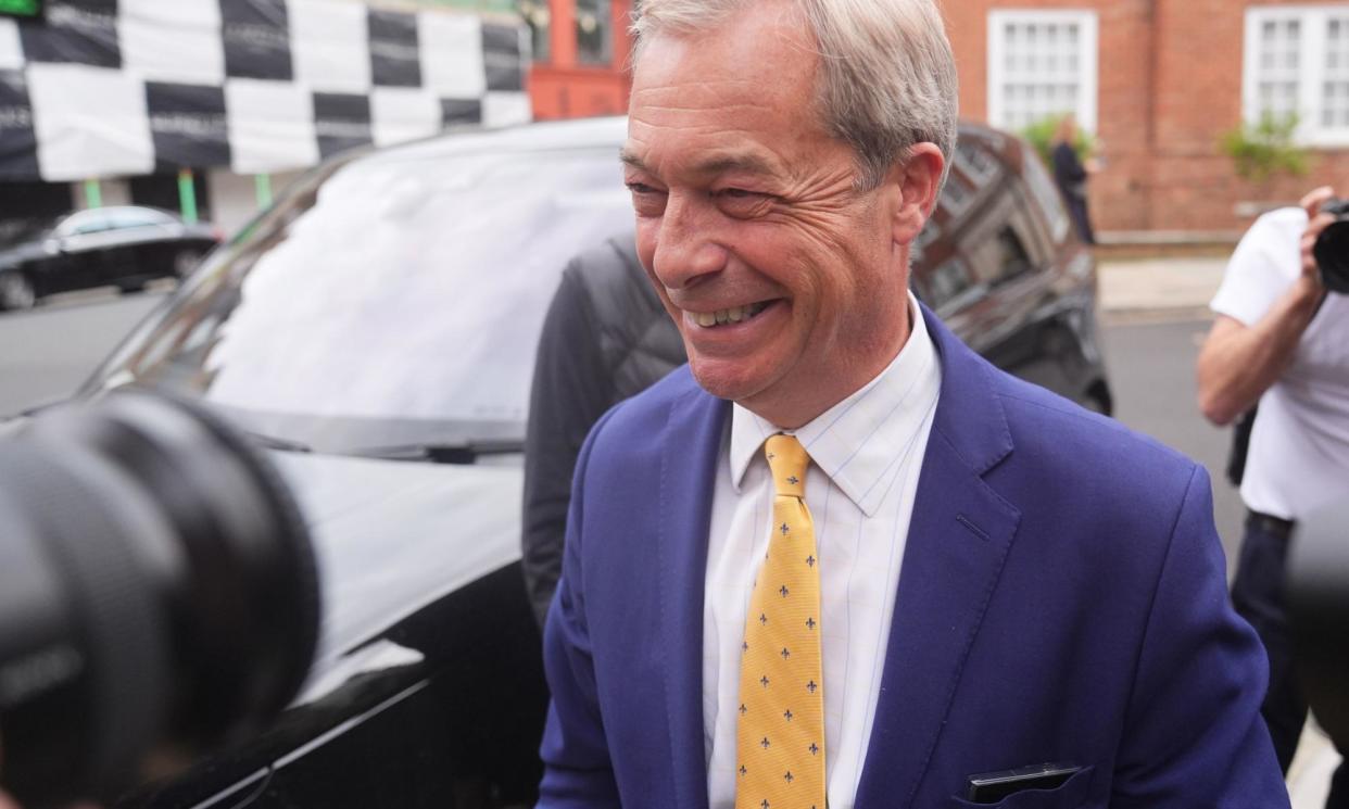 <span>Voters choosing Nigel Farage’s Reform UK are disillusioned with the government and unlikely to vote tactically for Tories to keep out Labour.</span><span>Photograph: James Manning/PA</span>