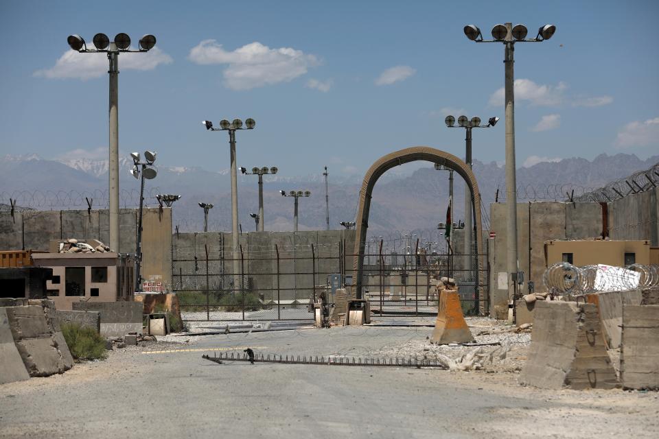 A gate is seen at the Bagram Air Base in Afghanistan, Friday, 25 June, 2021 (AP)