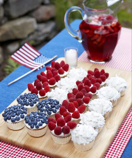 Cupcake Flag With Berries and Coconut