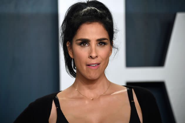 Sarah Silverman arrives at the Vanity Fair Oscar Party on Feb. 9, 2020.