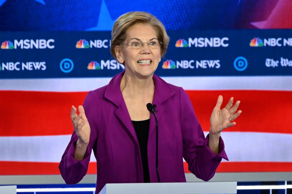 Warren defended her proposed wealth tax during the debate. (Photo: SAUL LOEB/AFP via Getty Images)