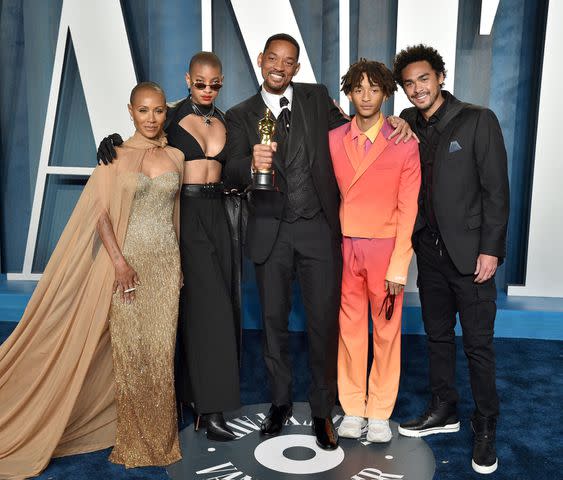 <p> Lionel Hahn/Getty</p> From left: Jada Pinkett Smith, Willow Smith, Will Smith, Jaden Smith and Trey Smith in 2022