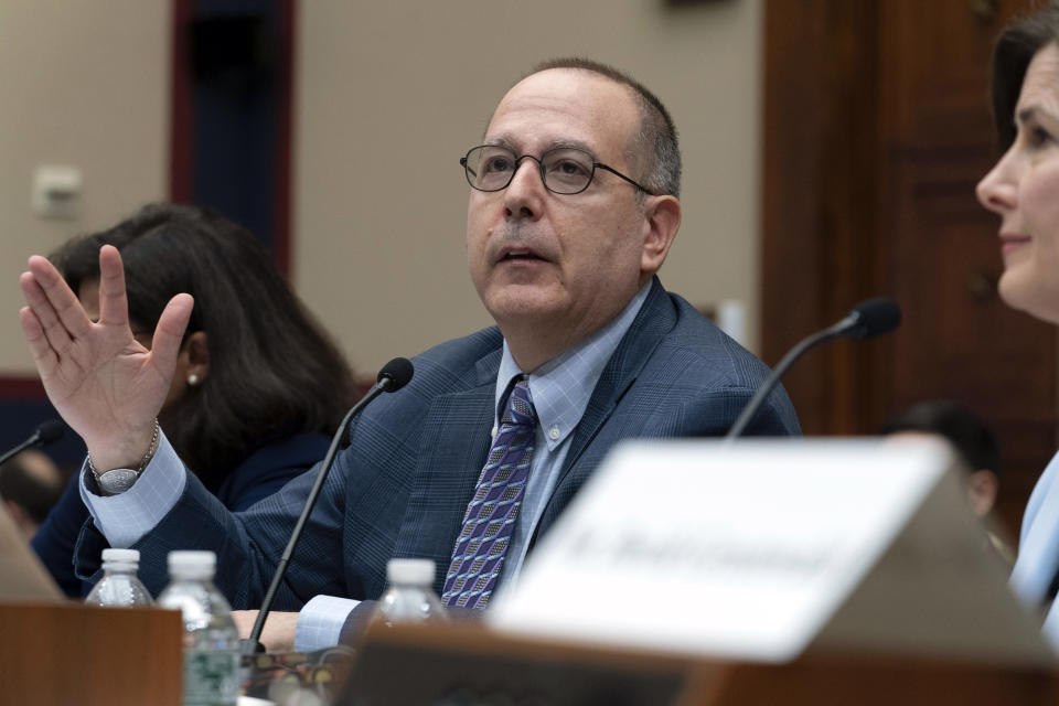 Professor David Schizer, Dean Emeritus and Harvey R. Miller Professor of Law & Economics, Columbia Law School, testifies before the House Committee on Education and the Workforce hearing on "Columbia in Crisis: Columbia University's Response to Antisemitism" on Capitol Hill in Washington, Wednesday, April 17, 2024. (AP Photo/Jose Luis Magana)