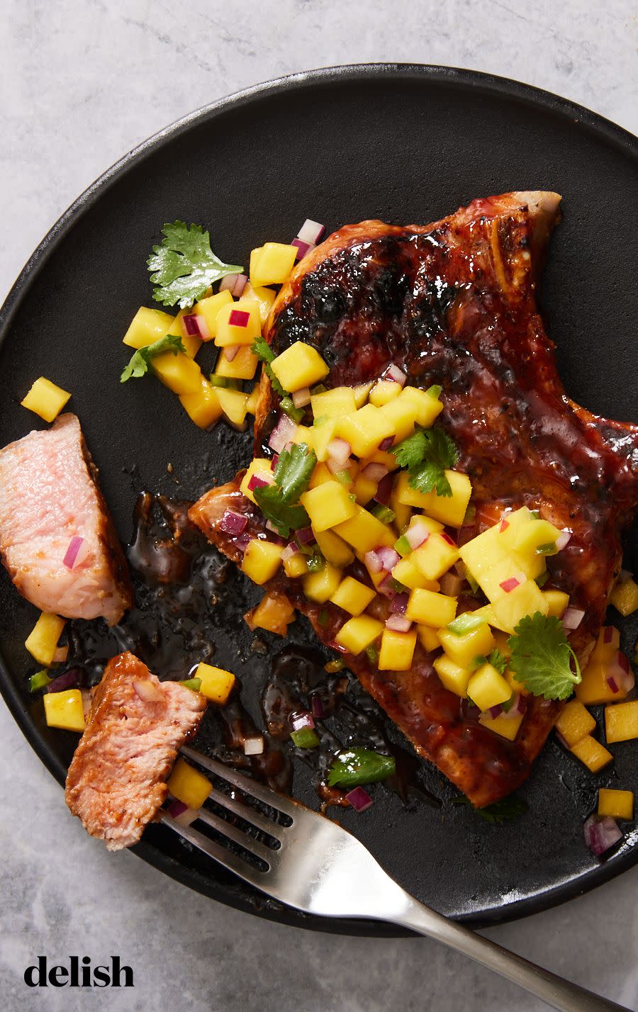 honey glazed pork chops with mango salsa