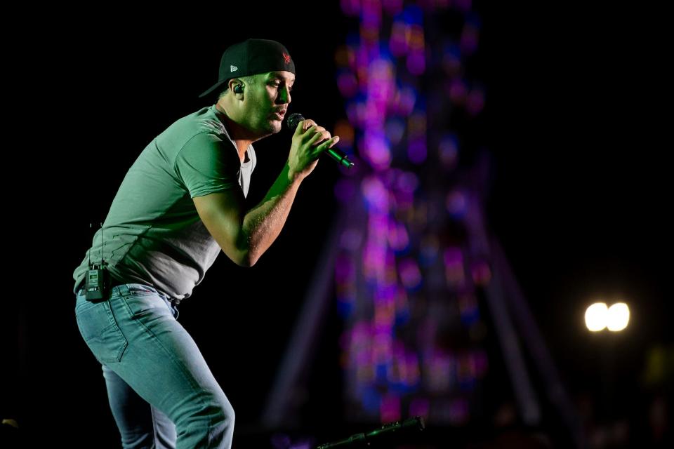 Luke Bryan performs on the Iowa State Fair Grandstand in 2019.