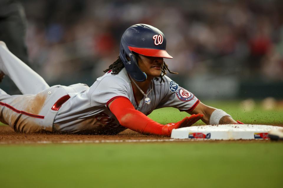 The Nationals' CJ Abrams was third in the National League last season with 47 stolen bases.