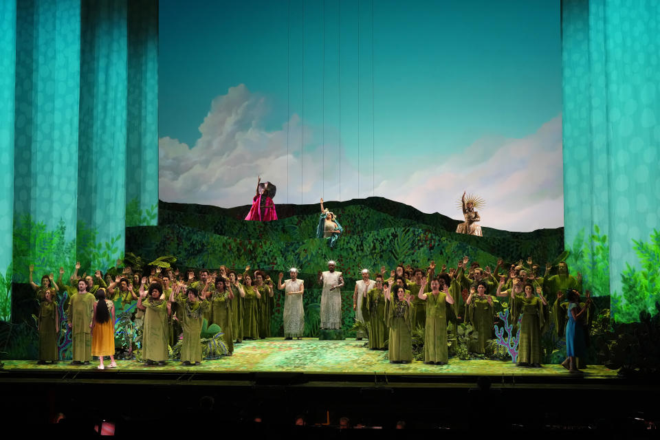 Performers rehearse for the Metropolitan Opera's production of "El Nino," on Wednesday, April 17, 2024, in New York. “El Nino” opens April 23. (Photo by Charles Sykes/Invision/AP)