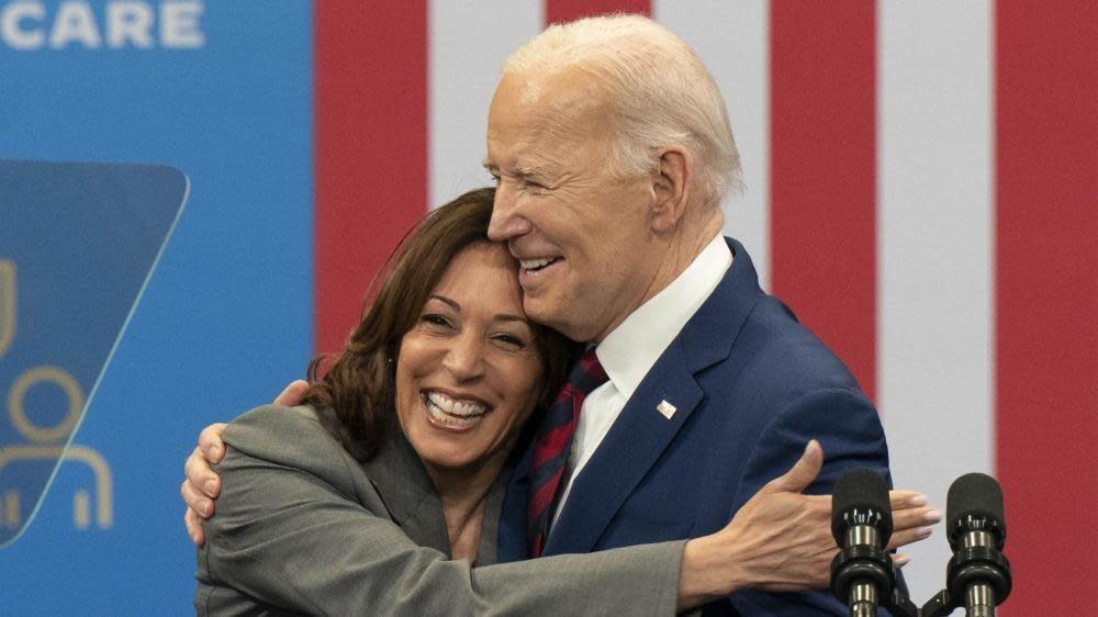 Joe Biden embraces Kamala Harris 