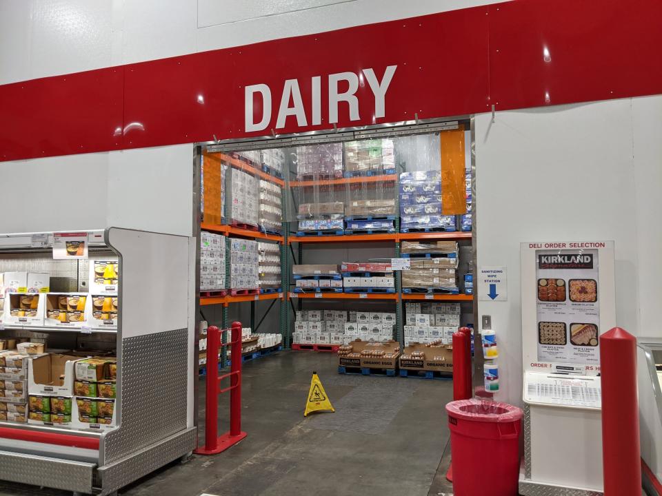 "Dairy sign" and room of milk and eggs