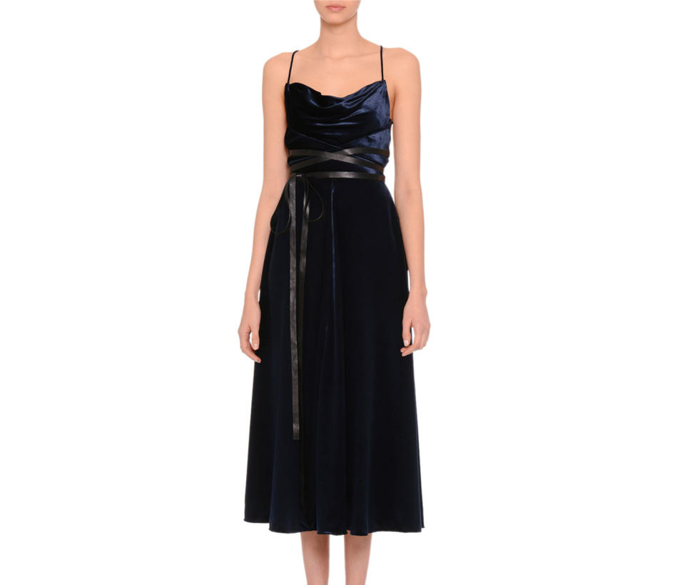 Valentino Velvet A-Line Cross-Back Dress